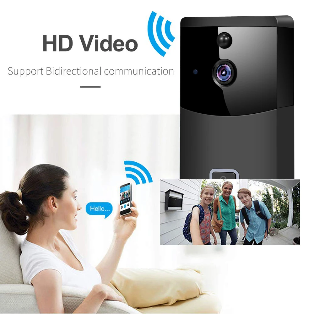 Умный беспроводной 2,4G WiFi дверной Звонок ip видеосвязь HD 1080P видеокамера с Wi-Fi детектор движения ночного видения Видео дверной телефон