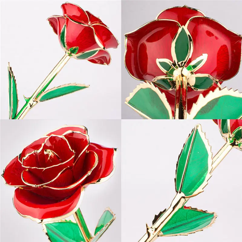 Valentine's Day Gift 24K Gold Plated Golden Rose Flower Holiday Present Wedding Party Decoration With Retail Box