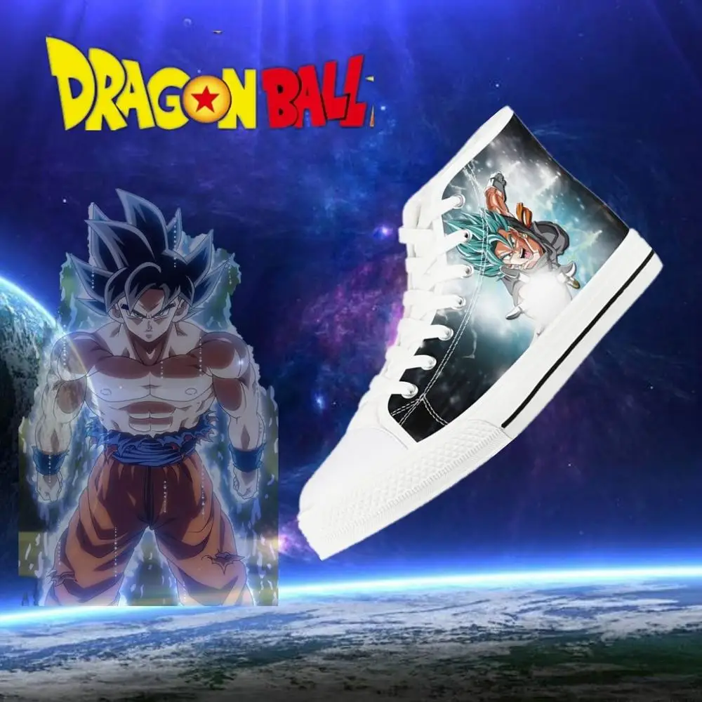 

High quality custom 3D print shoes Dragon Ball Z High Top Women's Off White Shoes Super Saiyan Goku Casual Cartoon Anime Shoes