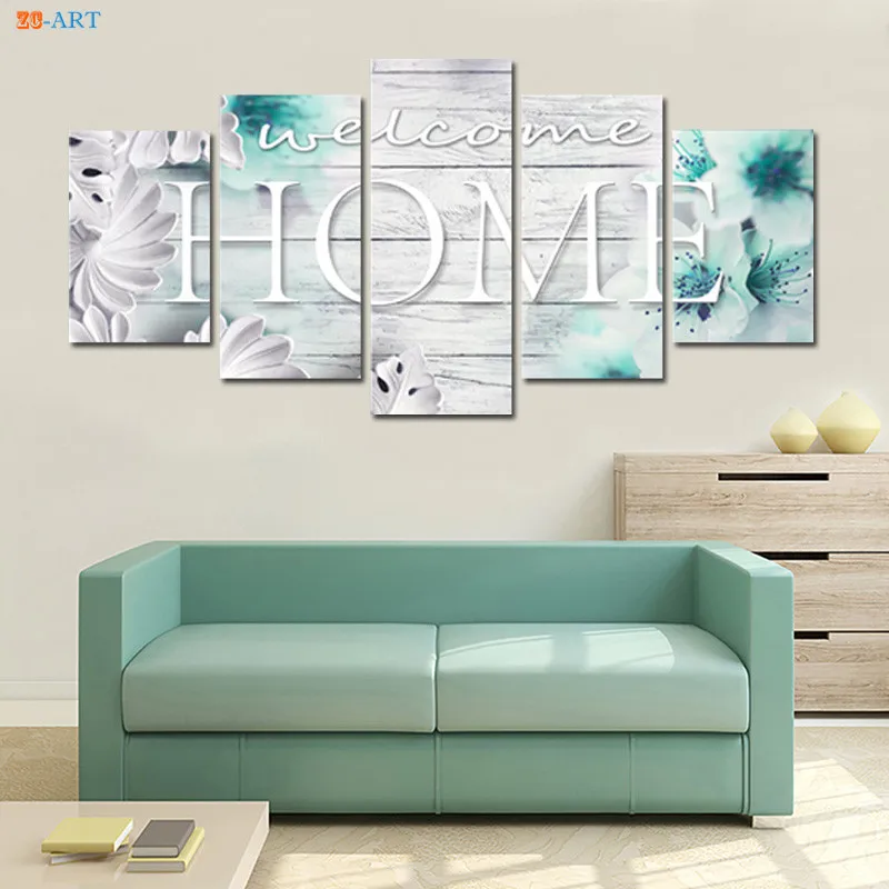 Цитата плакат 5 Панель на холсте Wall Art Современная живопись холст модульное