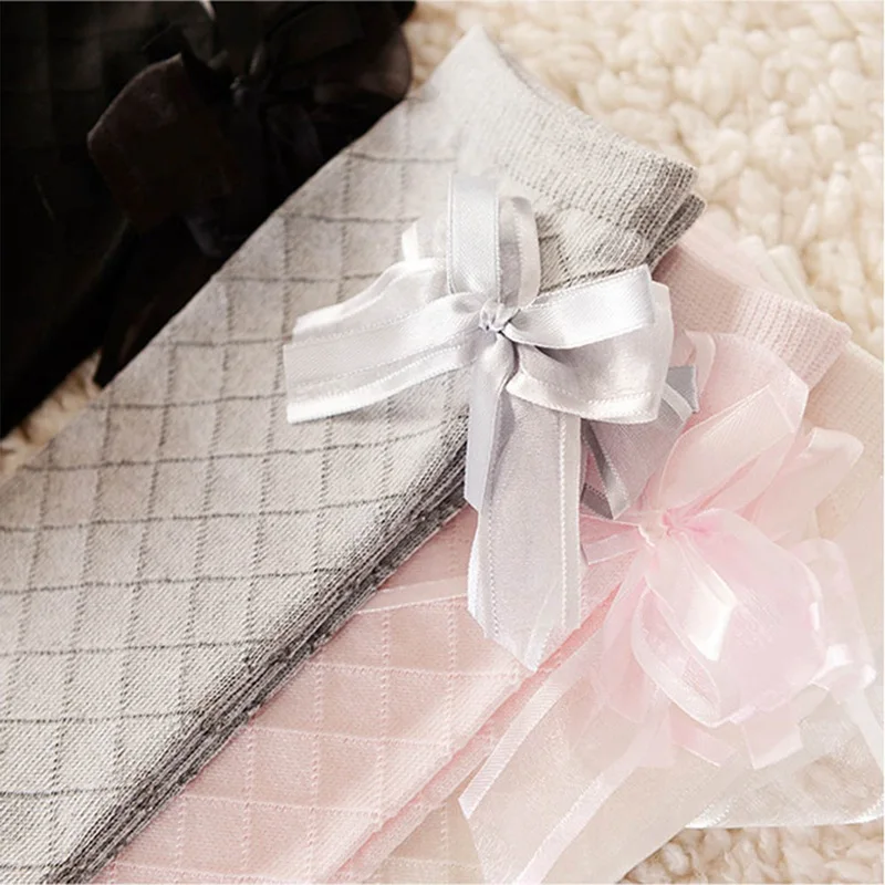 Cute Children Girls Knee High Socks for Toddlers Kids Baby Girls Solid Bowknot Cotton Princess Dress Ballet Long Socks