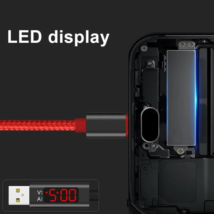 Нейлоновый ЖК-экран USB кабель Напряжение Ток умный дисплей USB кабель для передачи данных для Android, Apple LHB99