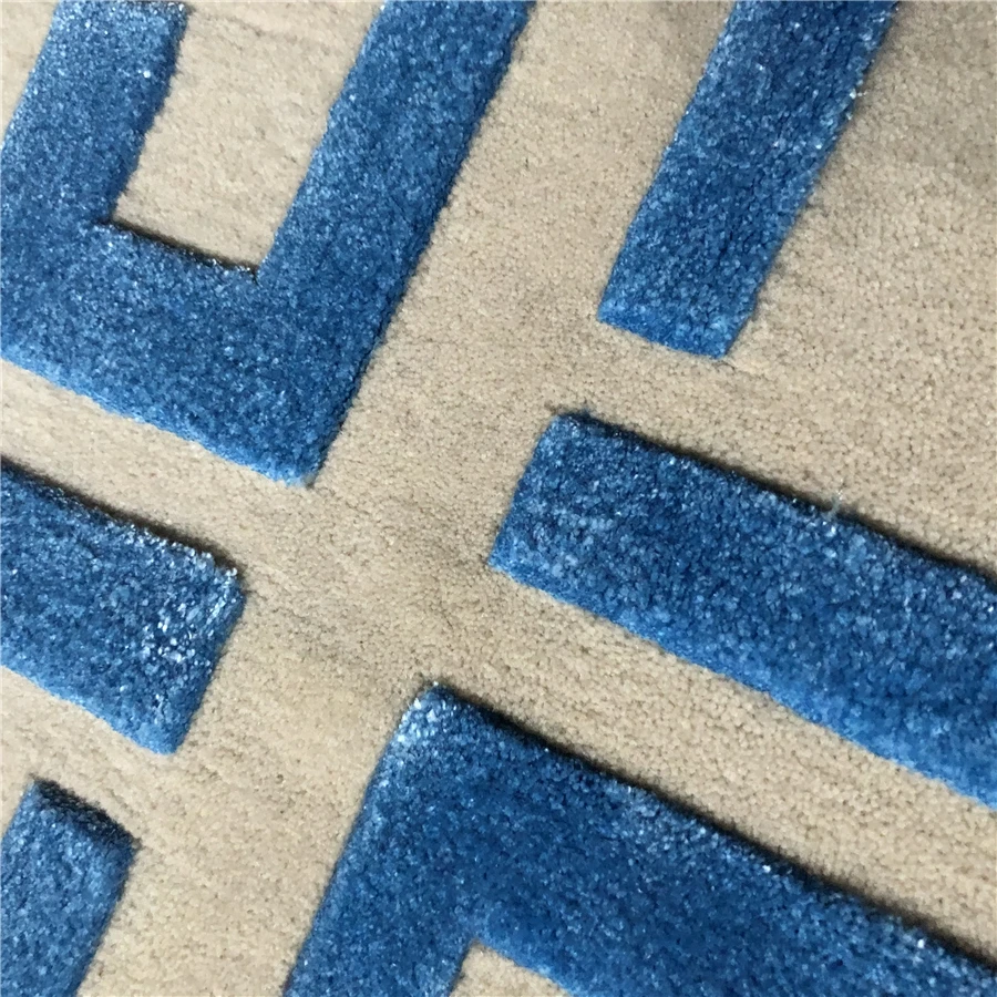 Роскошные высокие и низкие иглы Новая Зеландия шерсть+ шелк синий бежевый FF ковер гостиная спальня FF ковер индивидуальный цвет/размер/логотип