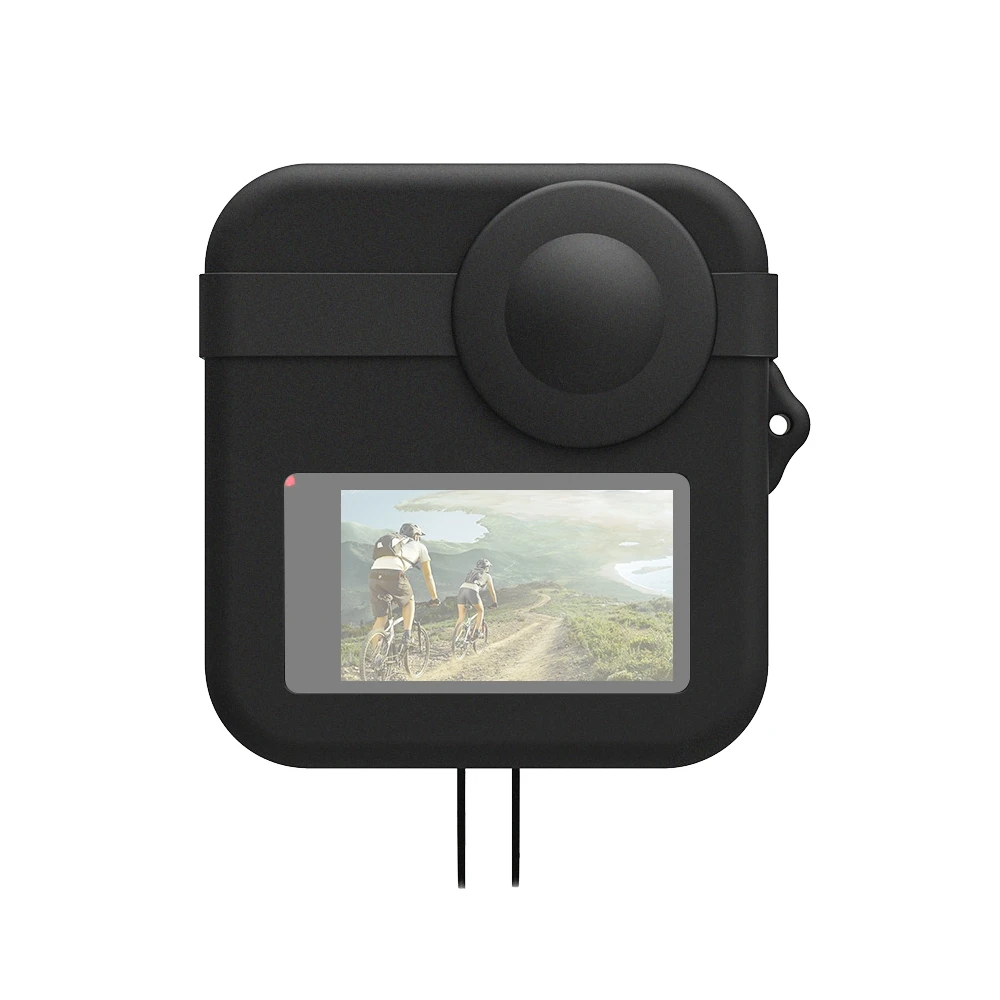 PULUZ для GoPro Max двойные крышки объектива чехол+ Силиконовый мягкий защитный чехол устойчивый к царапинам/падению Чехол черный