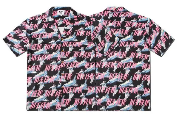 pink shirts men Японская городская одежда для мужчин хип-хоп Уличная РУБАШКА РОЗОВЫЙ текст по всему принту летние рубашки с короткими рукавами для мужчин гавайская рубашка - Цвет: pink shirts men