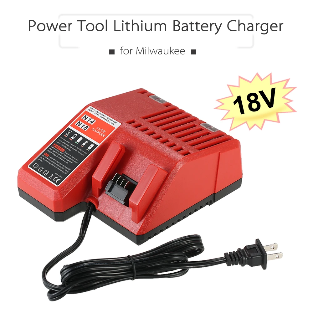 

18V US/EU Plug Power Tool Lithium Battery Charger Replacement for Milwaukee M18 Power Tool Accessories