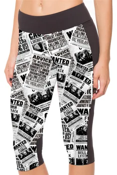 

Summer explosions on the new digital printing black and white newspaper hip 7 s pants leggings