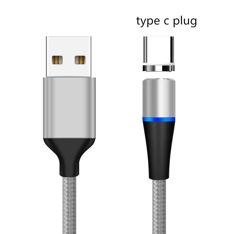 Магнитный кабель MADATA 3A 1 м 2 м Micro usb type C супер быстрая зарядка телефона Microusb магнитное зарядное устройство usb c для iphone huawei xiaomi - Цвет: Silver For Type C