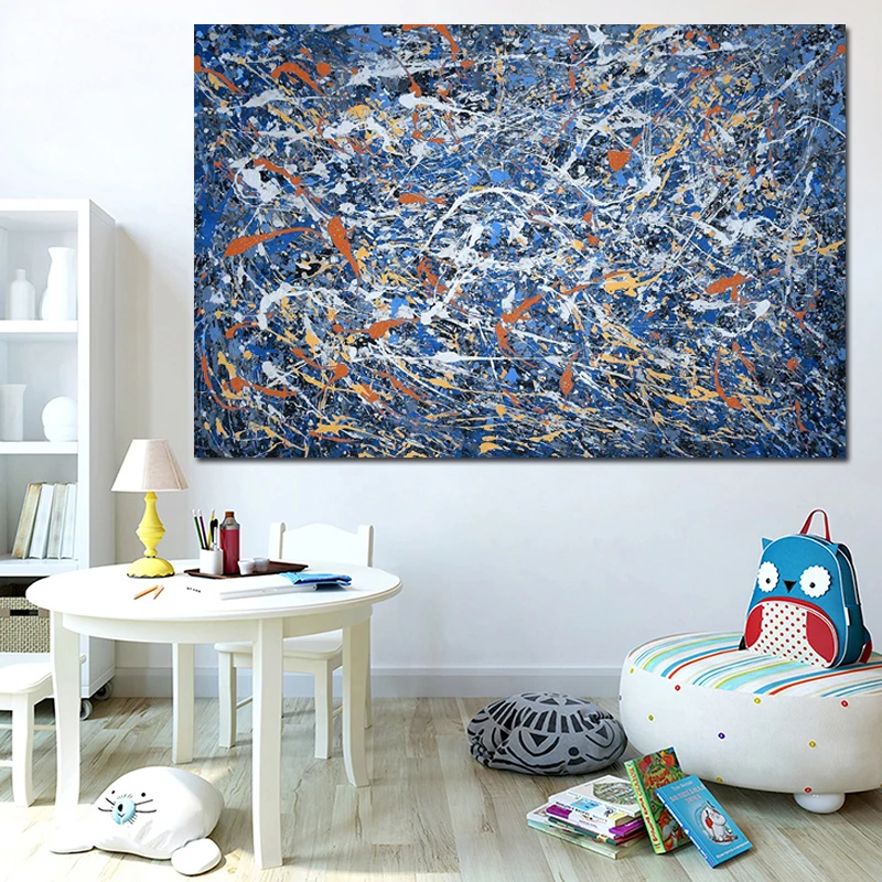 Jackson Pollock Blue Abstract Canvas Painting Prints Living Room Home Decoration Modern Wall Art Oil Posters Pictures | Дом и сад