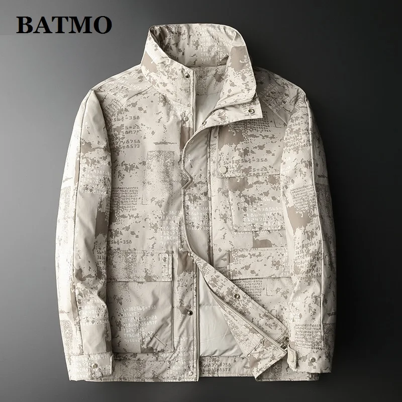 BATMO 80% Белые куртки на утином пуху мужские, мужские камуфляжные пальто мужские, теплые толстые куртки, зимнее Мужское пальто, размер 9917