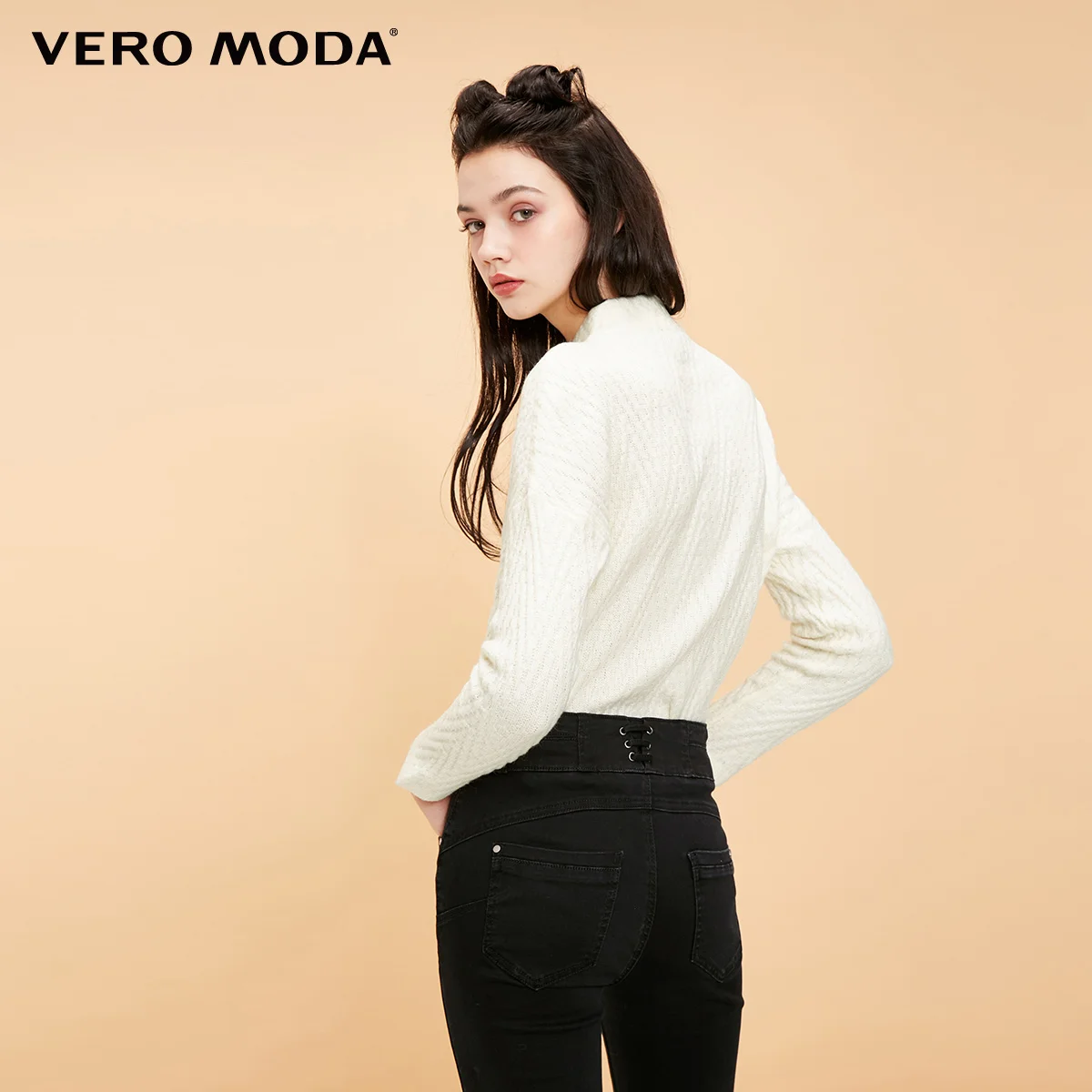 Vero Moda Женский трикотажный свитер с длинными рукавами и воротником-стойкой | 318413501