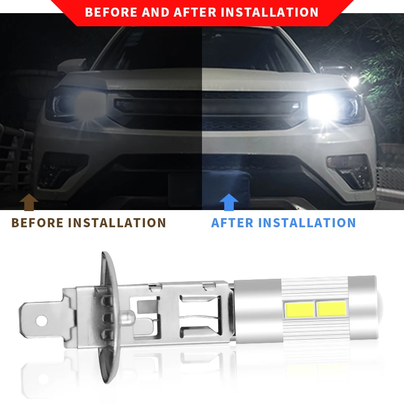 

2pcs H1 LED Bulbs Super Bright White High Power 10 SMD 5630 Auto H1 Car Light Fog Signal Turn Light Driving Lamp 12V Car Gadget