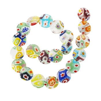 

1 Strand Millefiori Glass Bead Perla Circular Fashion Jewelry TOP