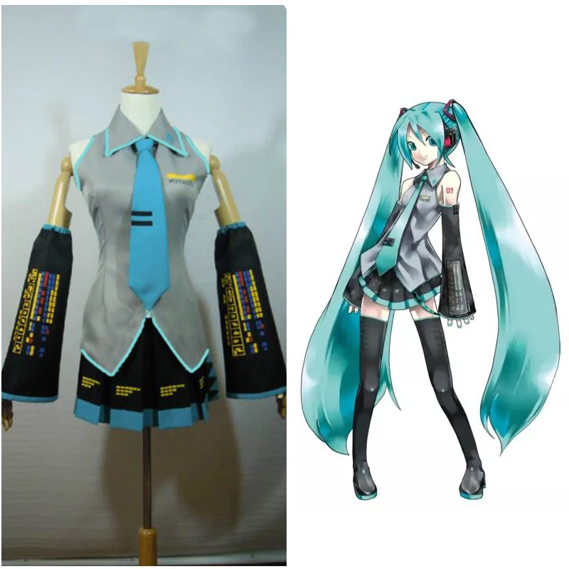 Полный комплект Vocaloid платье для косплея Хацунэ Мику костюмы для косплея аниме Хэллоуин Харадзюку миди платье комикс-кон Вечерние