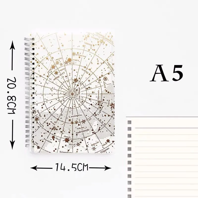 Golden A5 Line Новое поступление A5 A6 B5 Kawaii звездное небо двойная спираль блокнот планировщик линия Сетка точка пустой рисунок Sketchbook канцелярские принадлежности - Цвет: Golden A5 Line