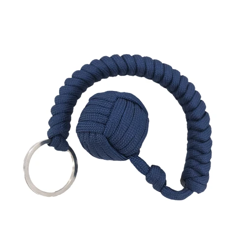 Navy blue Брелок для улицы самообороны полевой комплект жизнеобеспечения в чрезвычайных ситуациях брелоки семиядерный зонтик ручной Плетеный брелок со стальным шаром - Цвет: Navy blue