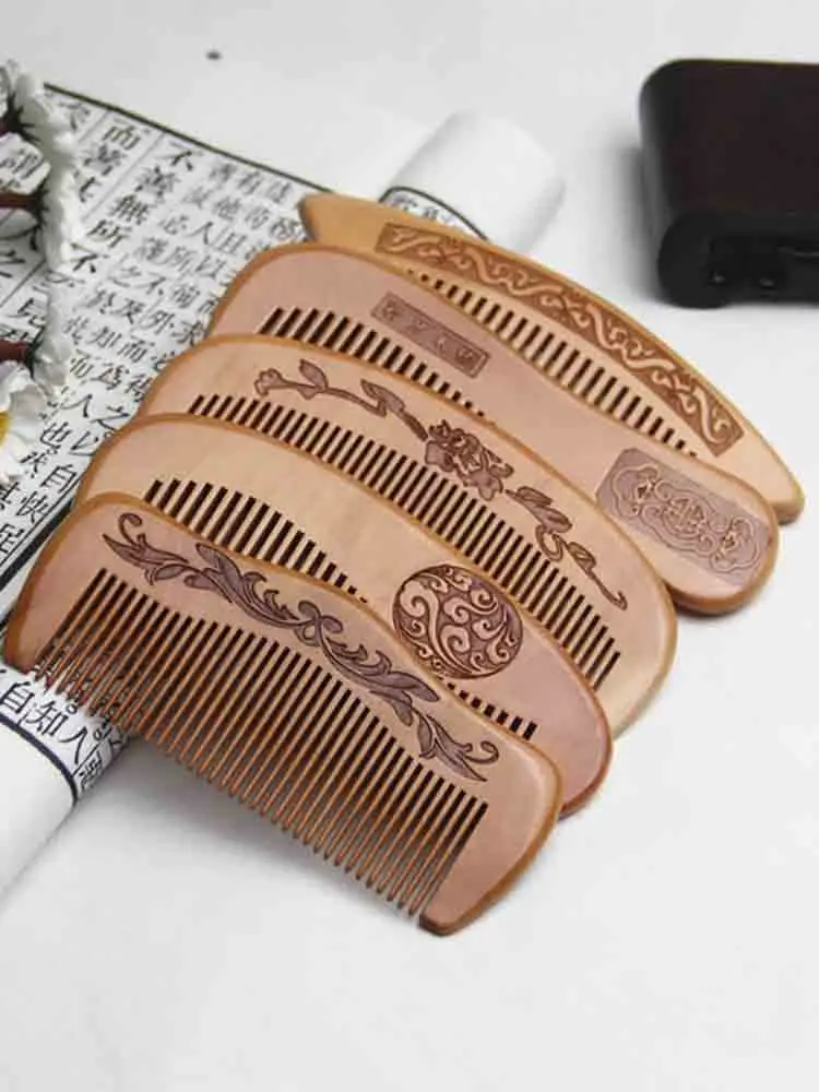 Of Carve Patterns or Designs on Woodwork Wooden Comb Combs Anti-static Portable Massage Scalp Care Abortion Custom