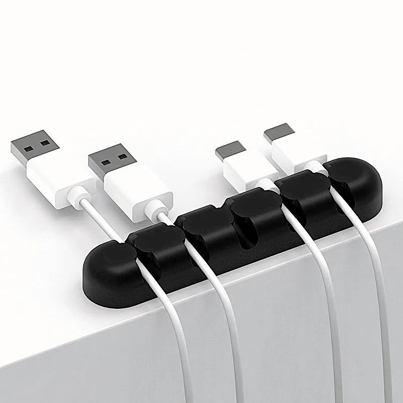 USB Cable Holder Silicone Cable Organizer Flexible Cable Winder Earphone Winder Mouse Headphone Wire Charger Desktop Management