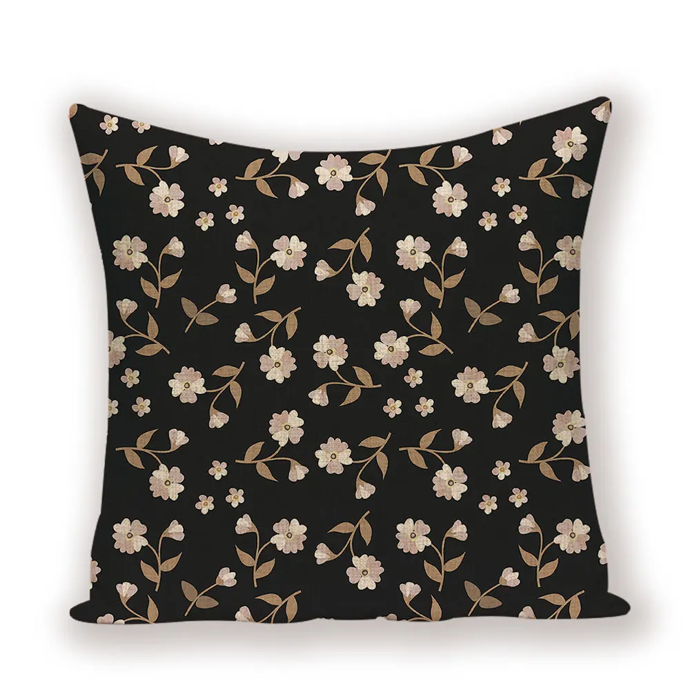Цветок Птица Декоративная Подушка Чехол растение красочный чехол для подушки черный льняной цветочный на диван-кровать для дома подушки Чехол - Цвет: L1495-3