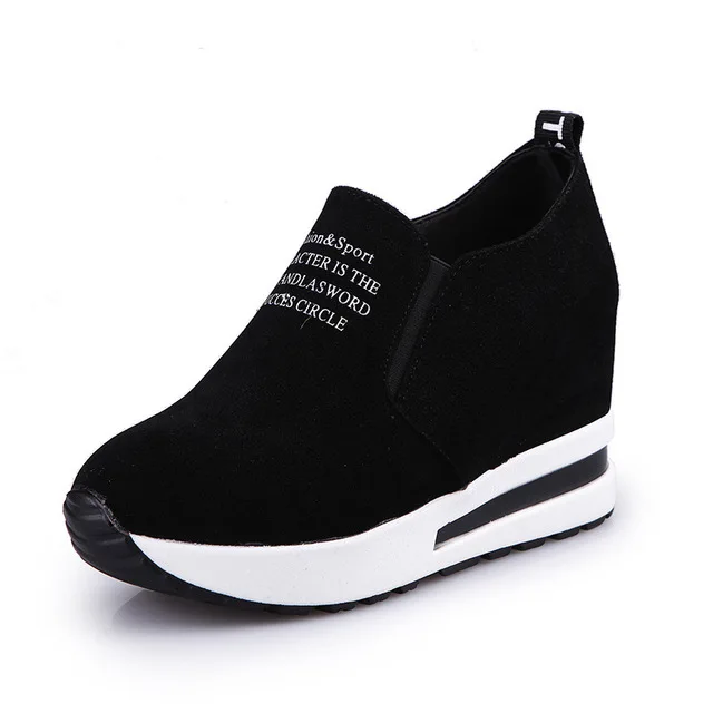 Ladies Leisure Platform Hidden Wedge Heels Slip on Sneakers Shoes fashion women casual vulcanized korean moccasins for woman (2)