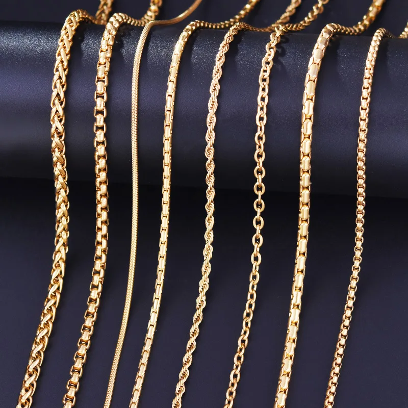 

Chain Necklace Gold Necklace Titanium Steel Versatile Simple Men Choker Korean-style Long Chunky Snake Bones Chain Ornament