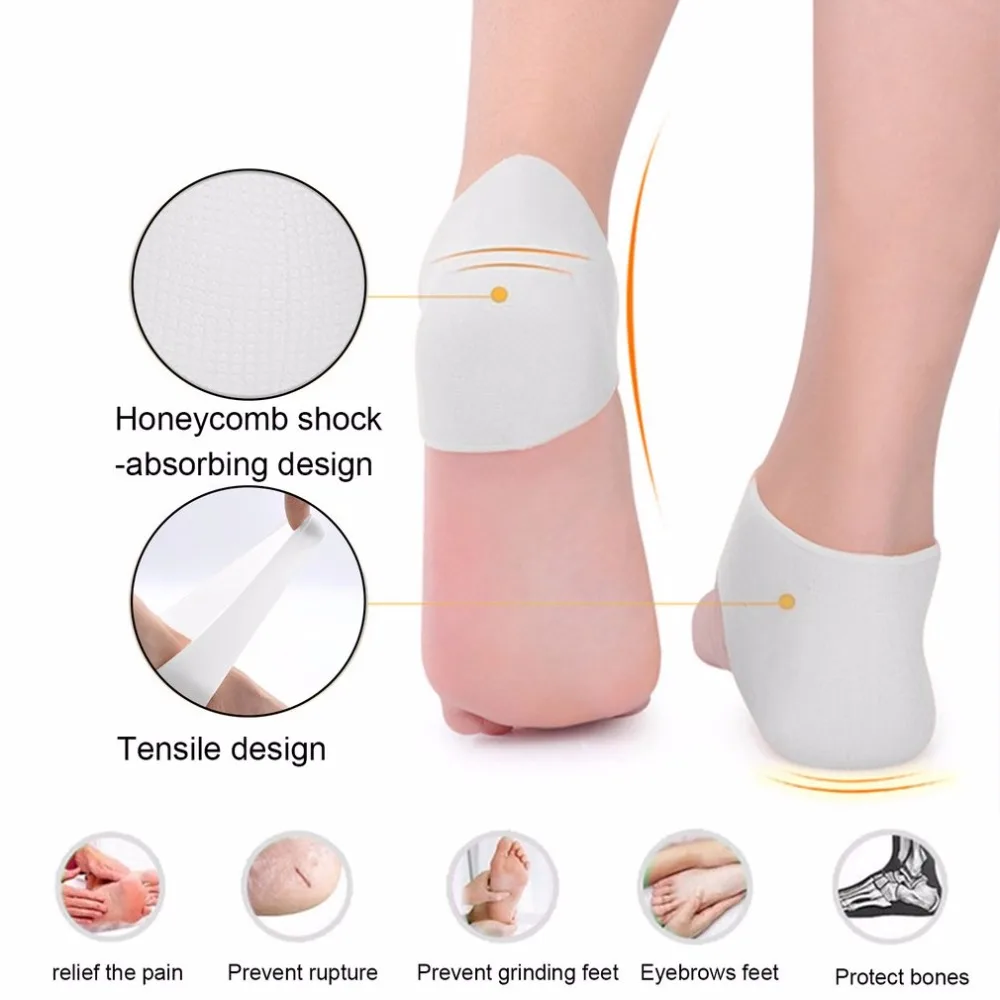 Силиконовые Увлажняющие гелевые носки для пятки, трещины, высокий каблук, защитные, облегчают боль в ноге, уход за кожей