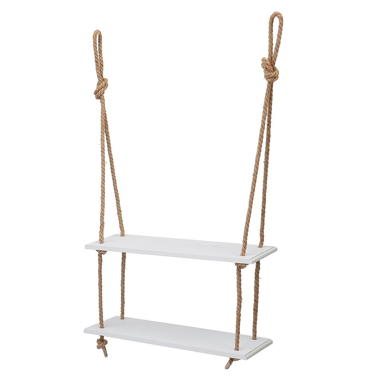 white 2 tier 3/2/1 яруса деревенский твердой древесины подвесная полка качели плавающий настенная стойка для хранения джутовая веревка в виде книжной обложки Дисплей декоративные настенные полки - Цвет: white 2 tier