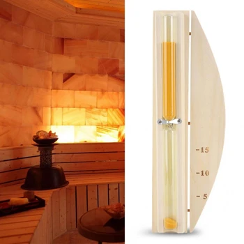 

Wooden Sauna Hourglass Wall Mounted Rotating 15Mins Sandglass Clock Timer