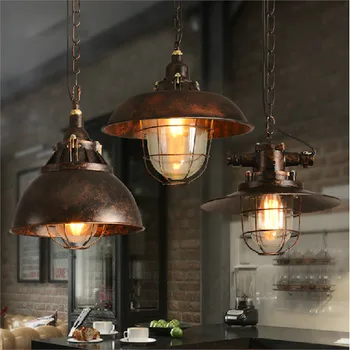 

E27 Retro Iron Pendant Light Vintage Industrial Pendant Lamp Hanging Indoor Lighting Bar Restaurant Home Decor Fixture 110-240V