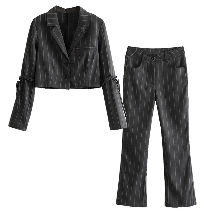 

Ws36 Non-mainstream Retro Stripes Fashion Suit INS Slimming Small Suit Cropped Jacket