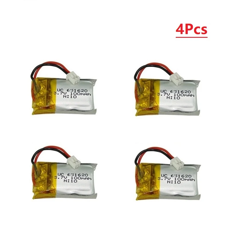 3,7 v 100mah литий-полимерный Батарея для Cx-10 Cx-10a FQ777-124 Hubsan Q4 Wltoys V272 запасные части для радиоуправляемого квадрокоптера Запчасти 651620 Дрон Батарея 1-10 шт - Цвет: 4PCS