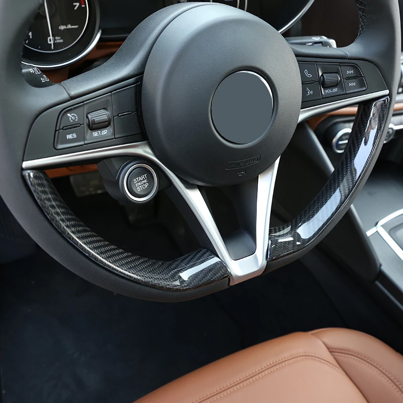 Автомобильные аксессуары для Alfa Romeo Giulia Stelvio- из настоящего углеродного волокна, отделка рулевого колеса автомобиля