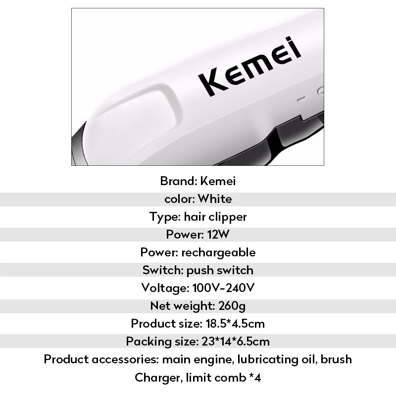 Kemei KM-809A, водонепроницаемая машинка для стрижки волос, машинка для стрижки волос с ЖК-дисплеем