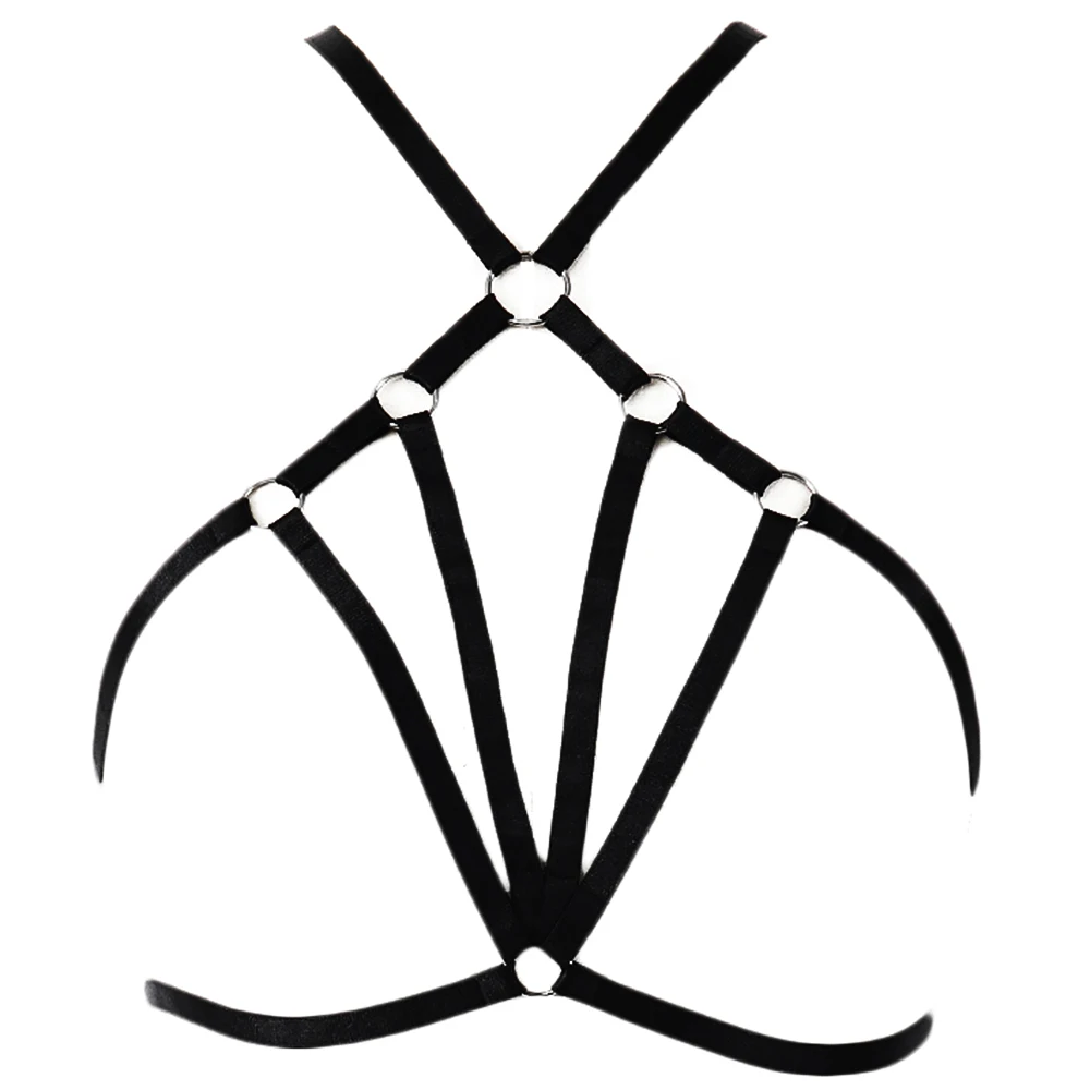 

Black Open Chest Body Harness Belt Crop Top Cage Bra Pastel Goth Sexy Lingerie Women Body Cage Festival Rave Bondage Harness Bra