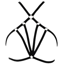 Black Open Chest Body Harness Belt Crop Top Cage Bra Pastel Goth Sexy Lingerie Women Body Cage Festival Rave Bondage Harness Bra