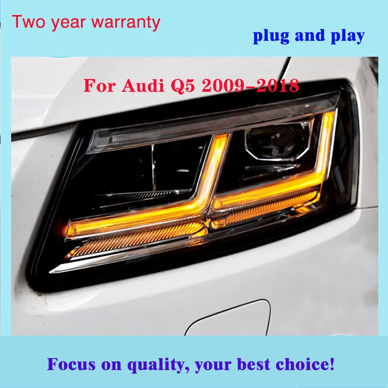 Автомобильный стильный головной фонарь для Audi-Q5 2009- светодиодный чехол для фар для Q5 все светодиодный Двойной Луч би-светодиодный объектив