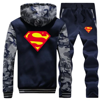 

Winter Jacket+Pant 2PC Set Men Supreman Camouflage Sweatshirt Men Fashion Coat Thick Tracksuit Mens Hoodies Warm Suit Sportswear