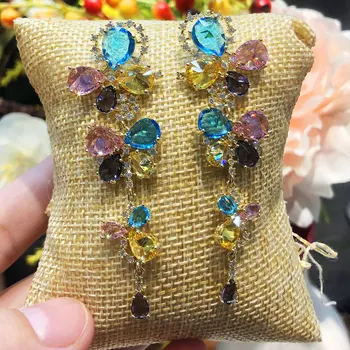 

GODKI Brazilian Multicolor Butterflies Dubai Bridal Earring for Women Wedding Party Engagement Jewelry Trendy Cubic Zircon 2020