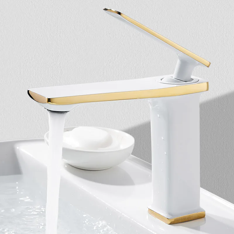 

Basin Faucet Single Hole Black Faucet Brass Gold Tap Bathroom Washing Hand Basin Taps Sink Faucets Hot Cold Water Mixer Valve