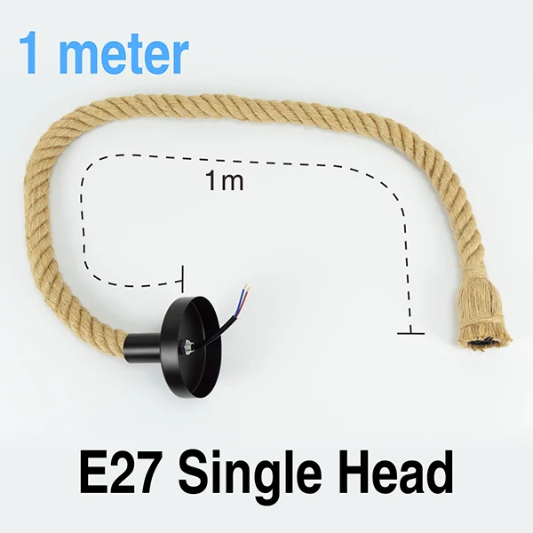 1m-Single Head Ретро декоративная веревка E27 держатель подвесной лампы 1 М 1,5 м 2 м разъем E27 лампа база держатель лампы Люстра соединительный кабель с адаптером - Цвет: 1m-Single Head