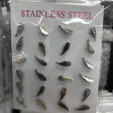 12 пар/лот, модные серьги в форме листа из нержавеющей стали, ювелирные изделия, свадебные серьги-гвоздики для женщин