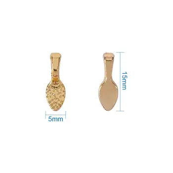 

240Pcs Brass Glue-on Flat Pad Bails Leaf Shape Bails Jewelry Pendants Connectors