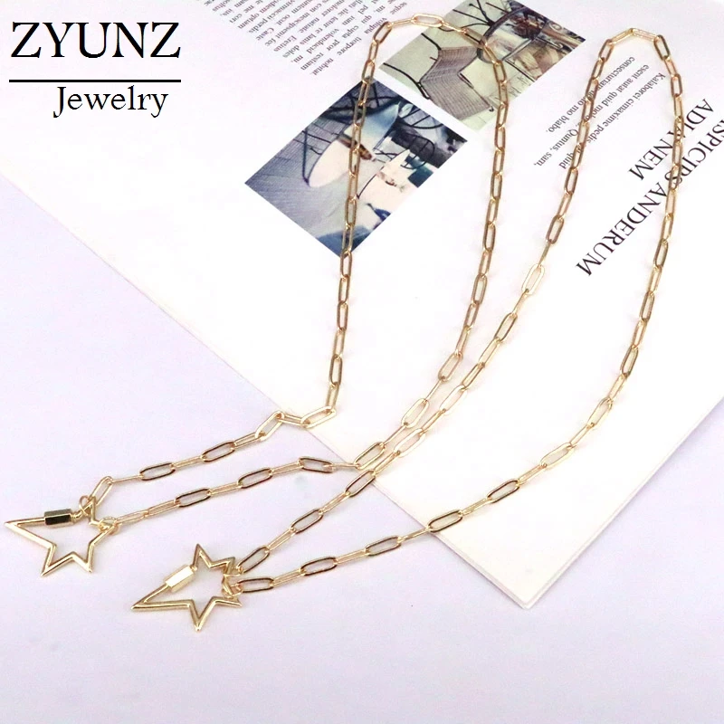 

10PCS, Fashion Star Pendant Rolo Chain Necklace Jewelry Gold Color Collar Necklace for Women