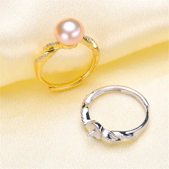 

Delicate Pearl Rings Settings S925 Sterling Silver Rings Mount Women DIY Handmade Craft Rings Jewelry Accessory