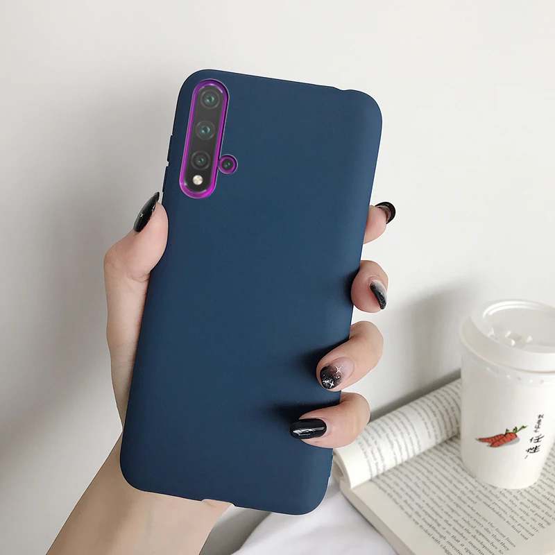 Матовая леденцового цельного цвета Цвета Крышка для huawei Nova5T Nova 5T Yale-L61D Yale-L61A Yale-L71A ТПУ резиновый мягкий силиконовый чехол-бампер - Цвет: DBlue