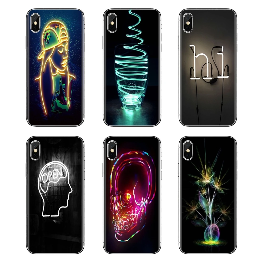 Neon wallpaper For iPhone XS Max XR X 4 4S 5 5S 5C SE 6 6S 7 8 Plus Samsung Galaxy J1 J3 J5 J7 A3 A5 TPU Transparent Case Covers |