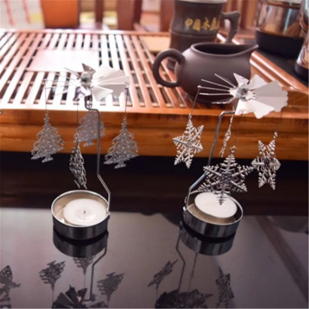 1x Tea Light Candle Holder Silver Rotating Style Candlestick Xmas Decor 1x Tea Light Candle Holder Silver Rotating Style Candlestick Xmas Decor