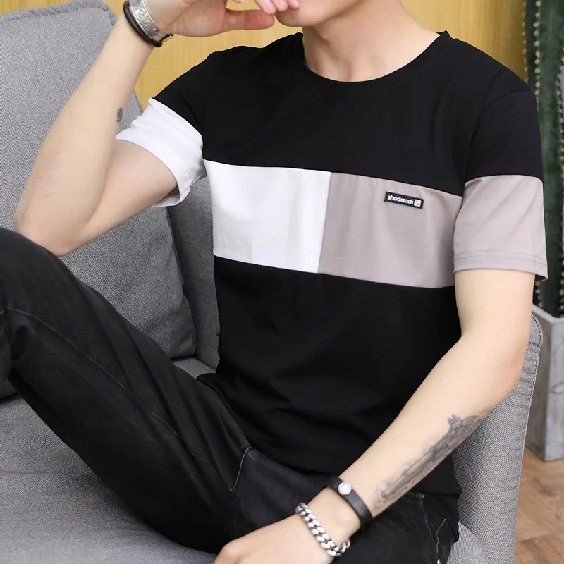 Meilleur Belbello nouvelle mode hommes T shirt été col rond jeunesse femme chemises personnalisées hommes coupe manches rayure à manches courtes