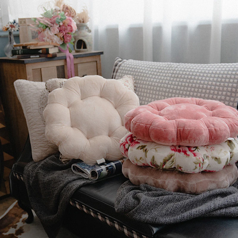 

Simanfei Flannel Seat Cushion Round Thicken Solid Pouf Floor Pillow Futon Tatami For Sofa Chair Cushion Travel Throw Cushion