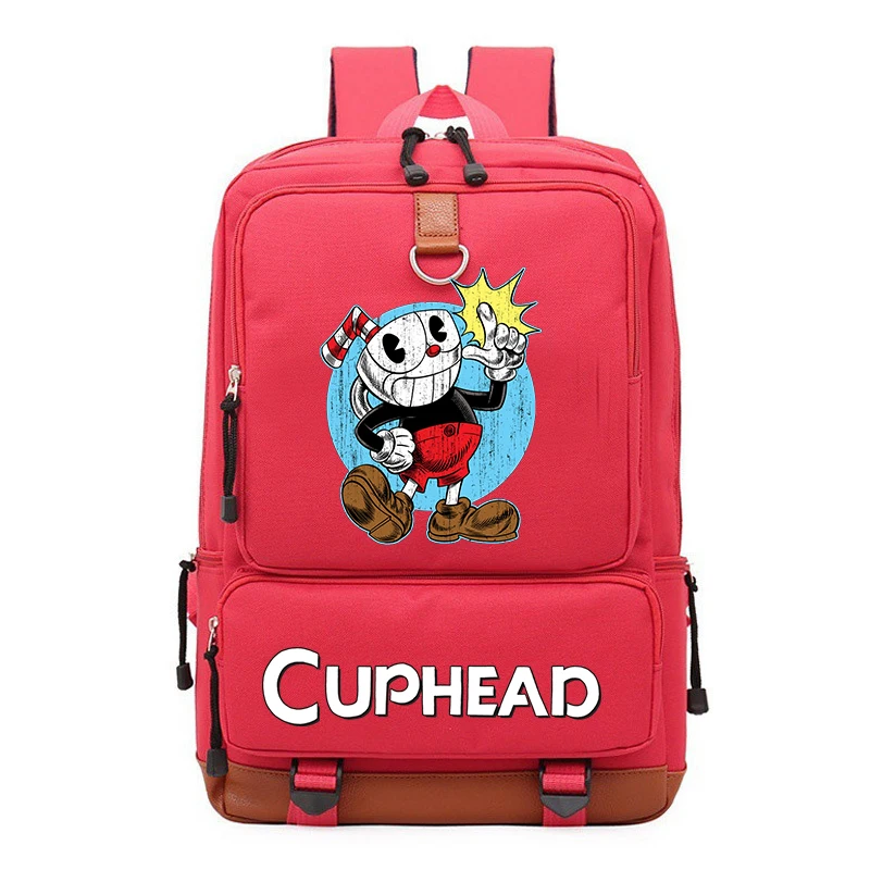 Cuphead jogo mugman mochila meninos meninas estudantes saco de